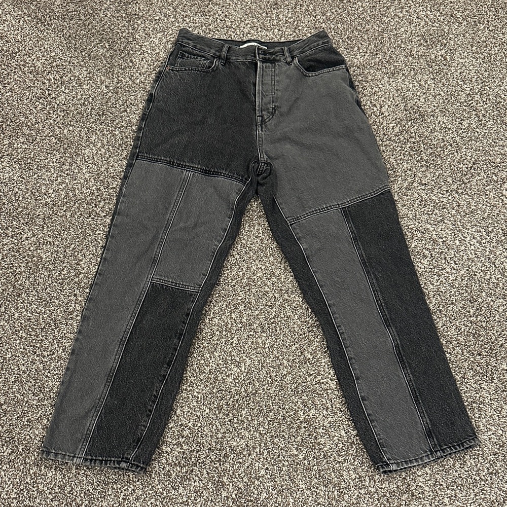 Two-Tone Black and Gray Patchwork Jeans